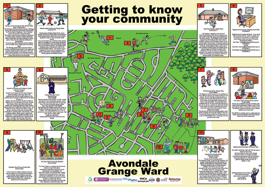 Cartoon Map - community cartoon map to highlight different activity centres. Get to know your community cartoon map