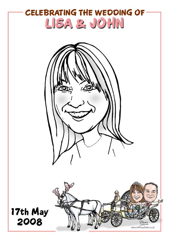 Wedding Day caricature given as gifts to all guests.